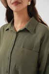 Kadın Tek Cepli Oversize Müslin Gömlek 20353 - Haki