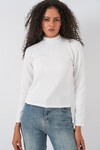 Kadın Uzun Kollu Fitilli Body 976 - Beyaz