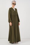Merterium Kadın Uzun Tesettür Elbise 2525 - Haki
