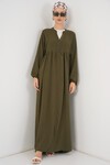Merterium Kadın Uzun Tesettür Elbise 2525 - Haki