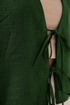 Önü Bağlamalı Keten Kimono 960 - Zümrüt Yeşili