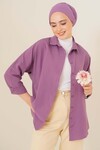 103901 Oversize Basic Tesettür Gömlek - Koyu Lila
