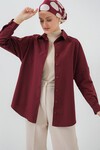 103901 Oversize Basic Tesettür Gömlek - Mürdüm