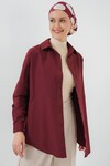 103901 Oversize Basic Tesettür Gömlek - Mürdüm