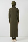 15900 Boydan Tesettür Triko Elbise - Haki