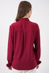 20223 Fırfırlı Uzun Kol Gömlek - Bordo