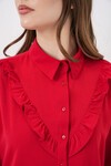 20223 Fırfırlı Uzun Kol Gömlek - Kırmızı