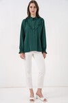 20223 Fırfırlı Uzun Kol Gömlek - Zümrüt Yeşili