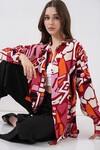 3721 Grafik Desenli Gömlek - Bordo