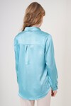 3964 Hafif Dökümlü Saten Gömlek - Mint