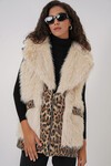 6806 Suni Kürk Yelek - Krem
