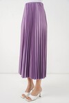 8009 Deri Görünümlü Piliseli Etek - Lila