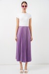 8009 Deri Görünümlü Piliseli Etek - Lila