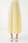 8009 Deri Görünümlü Piliseli Etek - Sarı