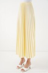 8009 Deri Görünümlü Piliseli Etek - Sarı