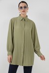 Çizgili Uzun Gömlek Tunik 5947 - Çağla