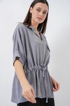 Fermuarlı Kadın Gömlek 0721 - Gri