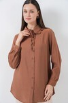 Fırfırlı Uzun Gömlek Tunik 5952 - Sütlü Kahve