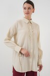 Fırfırlı Uzun Gömlek Tunik 5953 - Bej