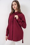 Fırfırlı Uzun Gömlek Tunik 5953 - Bordo