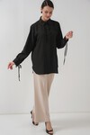 Fırfırlı Uzun Gömlek Tunik 5953 - Siyah