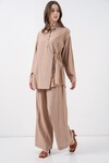Kadın Bağcıklı Tunik Pantolon İkili Takım 6752 - Bej