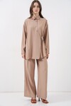 Kadın Bağcıklı Tunik Pantolon İkili Takım 6752 - Bej