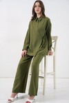 Kadın Bağcıklı Tunik Pantolon İkili Takım 6752 - Haki