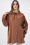Kadın Bebe Yaka Uzun Tunik 5967 - Sütlü Kahve