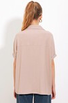 Kadın Bisküvi Oversize Polo Yaka Örme Bluz 0486