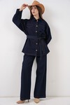 Kadın Ceket Pantolon Kot İkili Takım 30059 - Lacivert