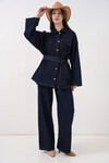 Kadın Ceket Pantolon Kot İkili Takım 30059 - Lacivert