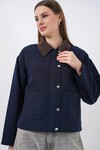 Kadın Cep Detaylı Kısa Ceket 5975 - Lacivert
