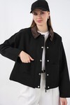 Kadın Cep Detaylı Kısa Ceket 5975 - Siyah