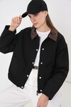 Kadın Cep Detaylı Kısa Ceket 5975 - Siyah