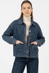 Kadın Çift Cepli Denim Ceket 0731 - Lacivert
