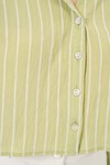 Kadın Çizgili Oversize Kısa Gömlek 20326 - E.Yeşil