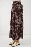 Kadın Desenli Şifon Etek 8057 - Kahverengi