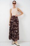 Kadın Desenli Şifon Etek 8057 - Kahverengi