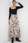 Kadın Desenli Şifon Etek 8057 - Krem
