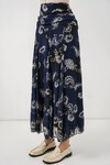 Kadın Desenli Şifon Etek 8057 - Lacivert