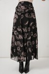 Kadın Desenli Şifon Etek 8057 - Siyah