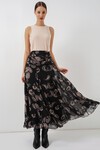 Kadın Desenli Şifon Etek 8057 - Siyah