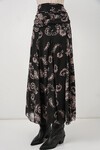 Kadın Desenli Şifon Etek 8057 - Siyah