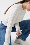 Kadın Dokulu Örme Bluz 980 - Beyaz