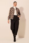 Kadın Ekose Desen Oversize Oduncu Gömlek 3854 - B. Kiremit