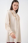 Kadın Fırfırlı Uzun Gömlek Tunik 5986 - Krem