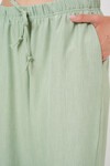 Kadın Geniş Paça Keten Pantolon 6735 - E.Yeşil