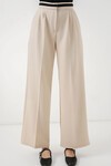 Kadın Geniş Paça Kumaş Pantolon 30088 - Krem