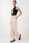 Kadın Geniş Paça Kumaş Pantolon 30088 - Krem